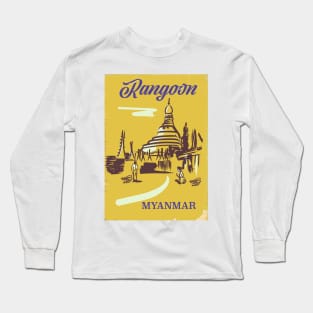 Rangoon Myanmar Travel poster Long Sleeve T-Shirt